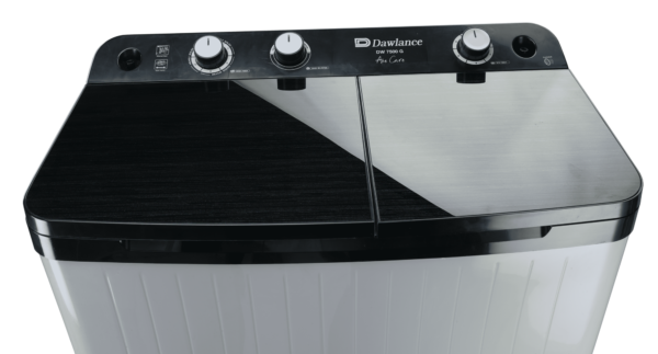 DW-7500 TWIN TUB GLASS LID BLACK/GREY Twin Tub Washing Machine - Image 3
